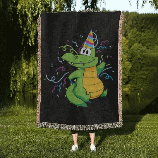 Alligator Party Reptile Animal Crocodile Woven Blankets