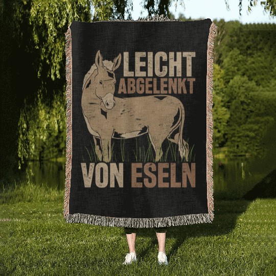 Easily distracted by donkeys farm animal donkey Woven Blankets