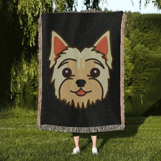 Little Yorkshire Terrier Dog Lover Yorkie Retro Woven Blankets