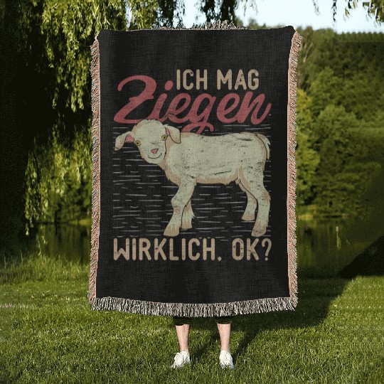 I really like goats ok farm animal goat Woven Blankets