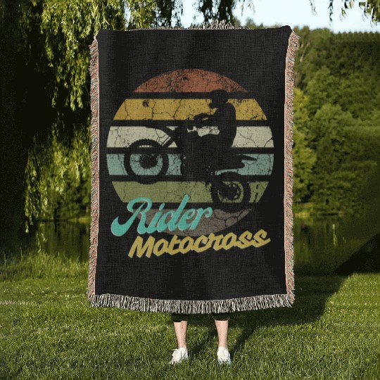 Motocross rider Woven Blankets