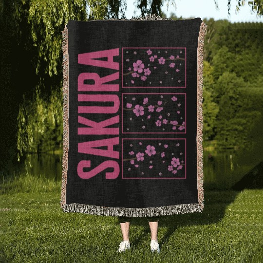 Cherry Blossom Woven Blankets, Sakura Kawaii Pop Culture