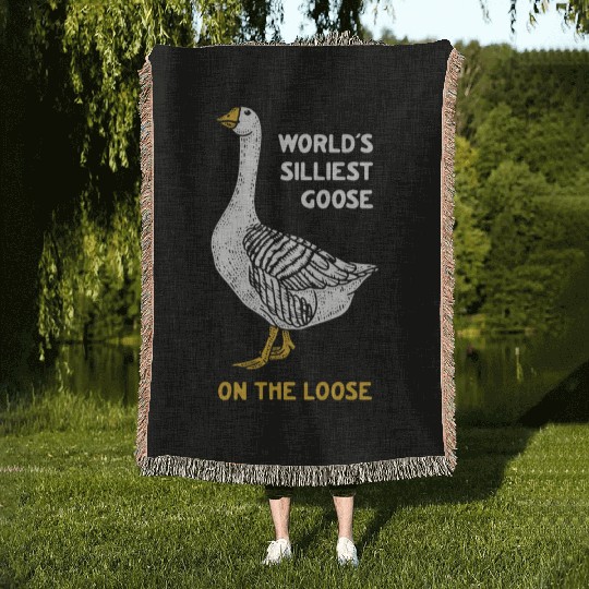 World s Silliest Goose Woven Blankets