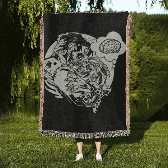 Funny Zombie Love Woven Blankets