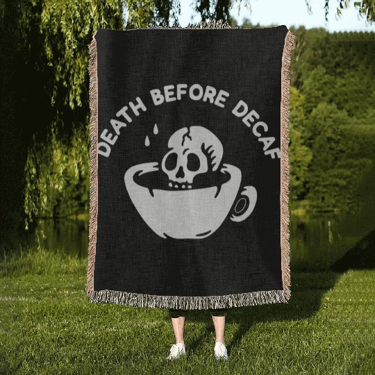 Death Before Decaf-Coffee Woven Blankets