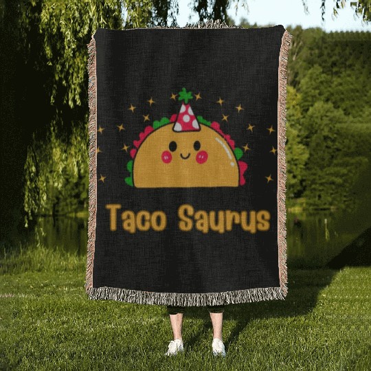 Taco Saurus Natural Toddler Woven Blankets