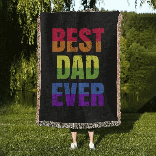 Best Dad Ever - Best Papa Pride LGBT Woven Blankets