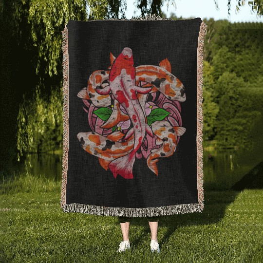 Nishikigoi Koi fish farm gift Koi carp Woven Blankets