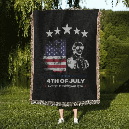 Happy 4th Of July Suck England George Washington Woven Blankets