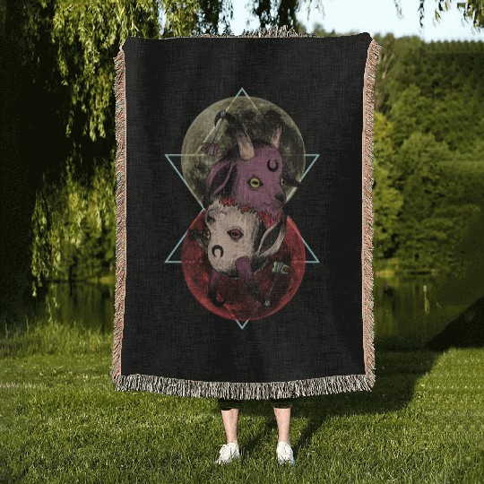 As Above So Below Goat Woven Blankets