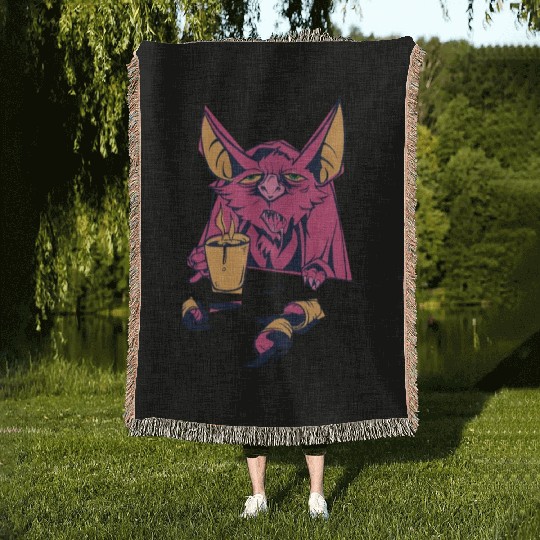 coffee bat Woven Blankets