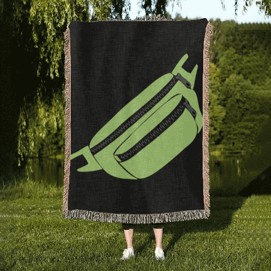 Lime Green Fanny Pack Illustration Woven Blankets