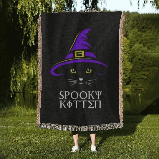 Witch Cat Woven Blankets