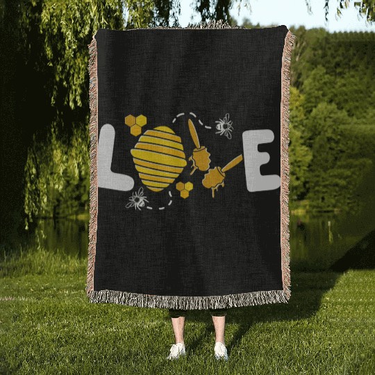 Save The Bees Bumblebee Love Bees Woven Blankets