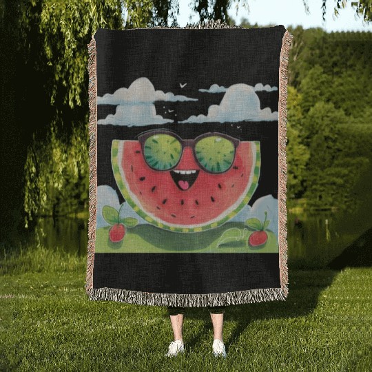 Cute Watermelon Party Summer Melon Fruit Woven Blankets