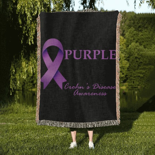 I Wear Purple For My Dad Crohn's Disease Tummy Woven Blankets