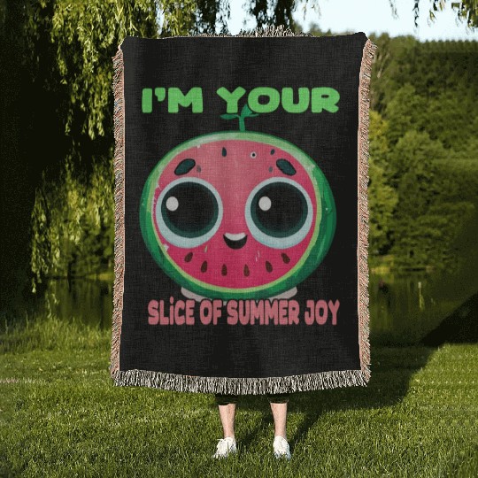 Watermelon summer joy Woven Blankets