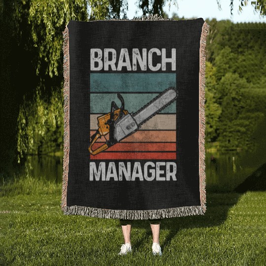 Branch Manager Meme Chainsaw Profession Manager Woven Blankets