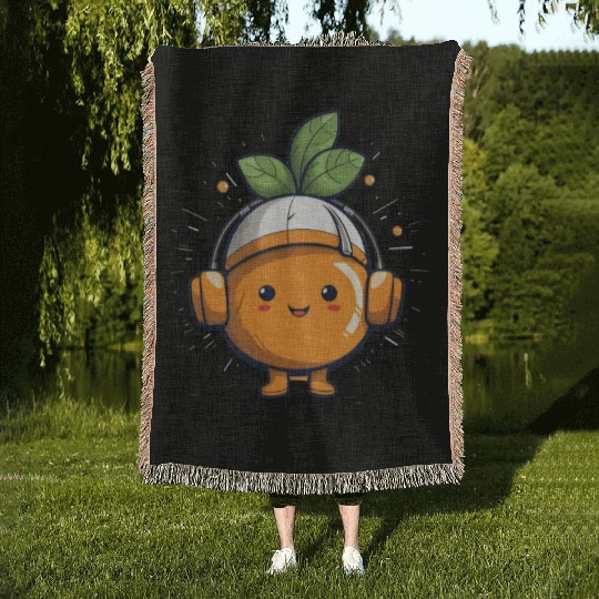 Orange Fruit Fruitarian Funny Cute Party Music Woven Blankets