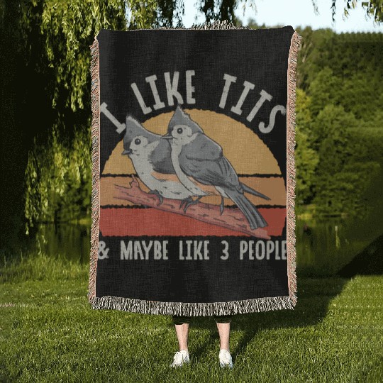 Bird Watcher Retro Vintage Tit Woven Blankets