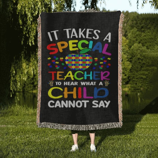 Autism Teacher Support It Takes A Special Teacher Woven Blankets