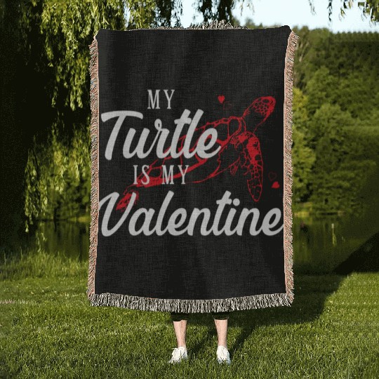 Sea Turtle Tortoise Valentines Day Woven Blankets