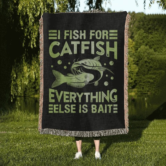 Catfish Hobby Angler I fish for Catfish Fishing Woven Blankets
