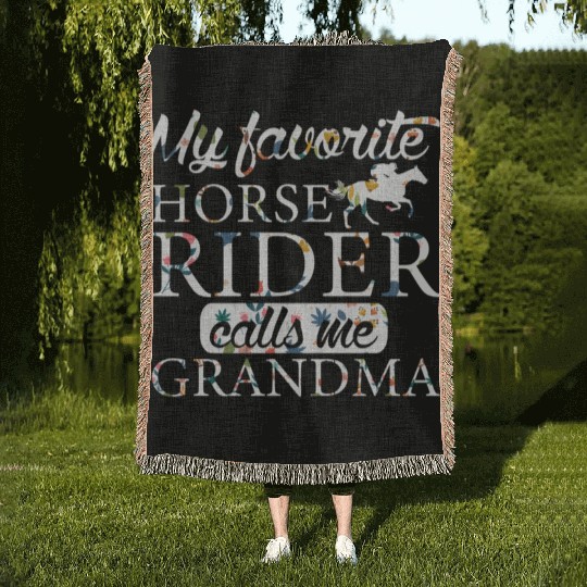 My Favorite Horse Rider Calls Me Grandma Sunflower Woven Blankets