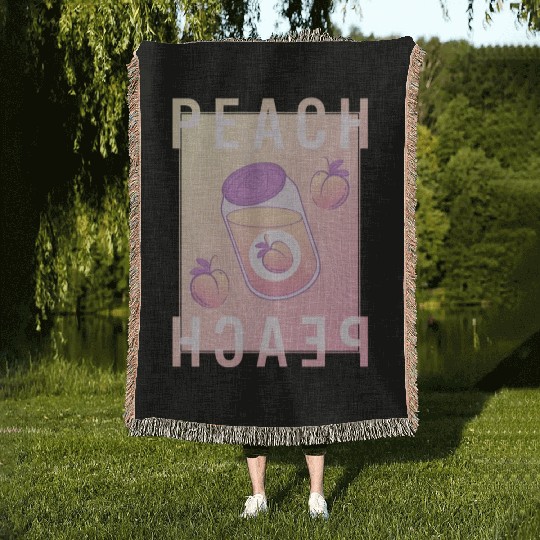 Peach Woven Blankets, Peach Soda Vaporwave Pastel Woven Blankets,