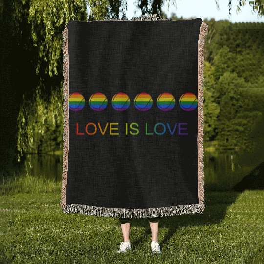 Love Is Love Pride Rainbow Tennis Woven Blankets