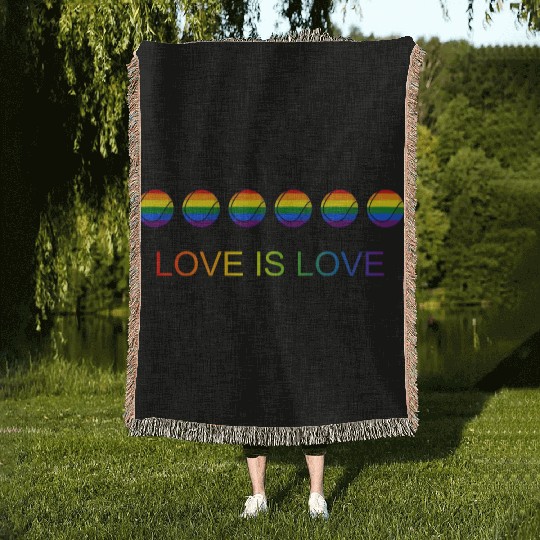 Love Is Love Pride Rainbow Tennis Woven Blankets