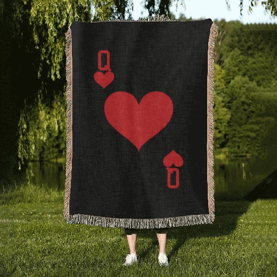 Queen Of He - Playing Card Halloween Love Woven Blankets