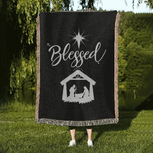 Christian Blessed Jesus Nativity Scene Faith Woven Blankets