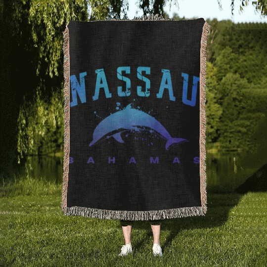 sau Bahamas Beach Snorkel Scuba Diving Dolphin Woven Blankets