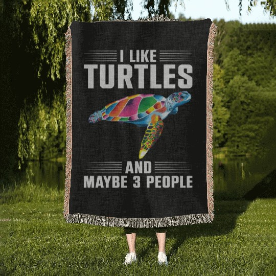 Sea Turtle Tortoise I Like Turtles Woven Blankets