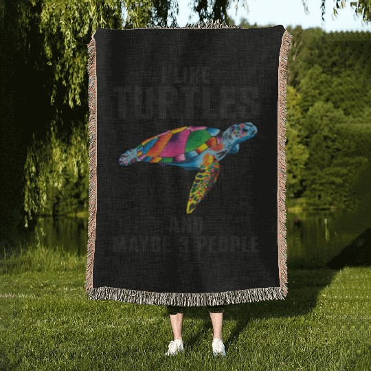 Sea Turtle Tortoise I Like Turtles Woven Blankets