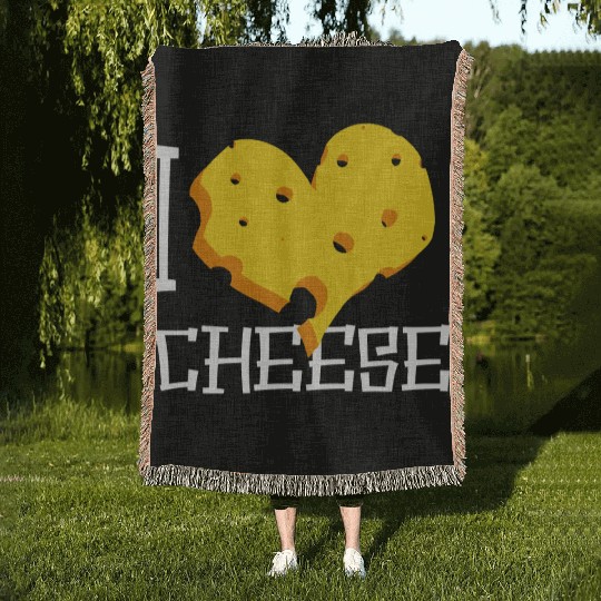 I Love Cheese Woven Blankets