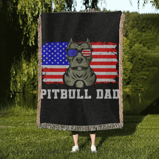 Pitbull Dad Woven Blankets