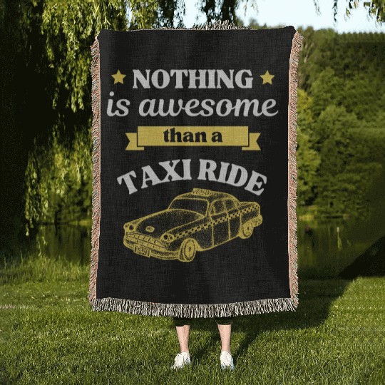 Taxi Ride Old Car Lover Woven Blankets