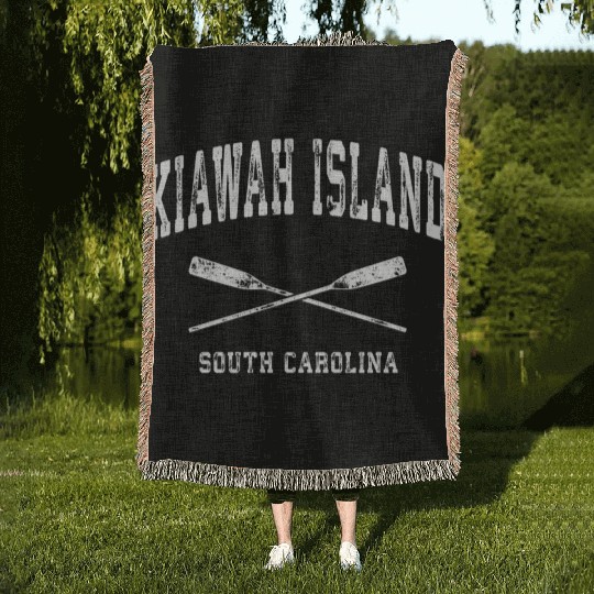 Kiawah Island South Carolina Nautical Crossed Oars Woven Blankets