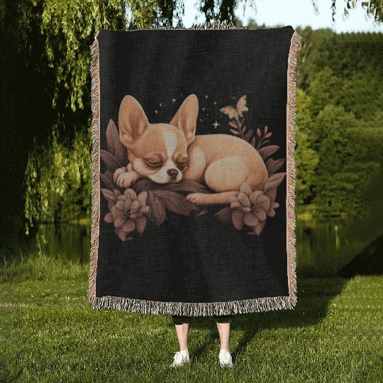 Chihuahua | Sunday Sleep Cute Dog Good Night Woven Blankets