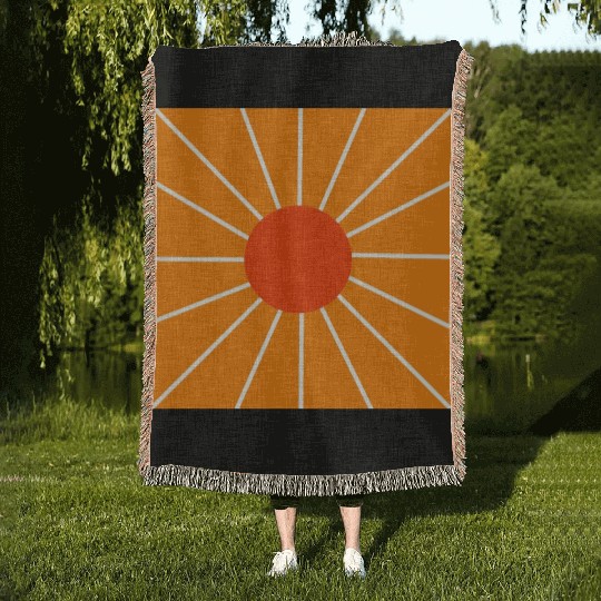 Retro sunset orange and yellow Woven Blankets
