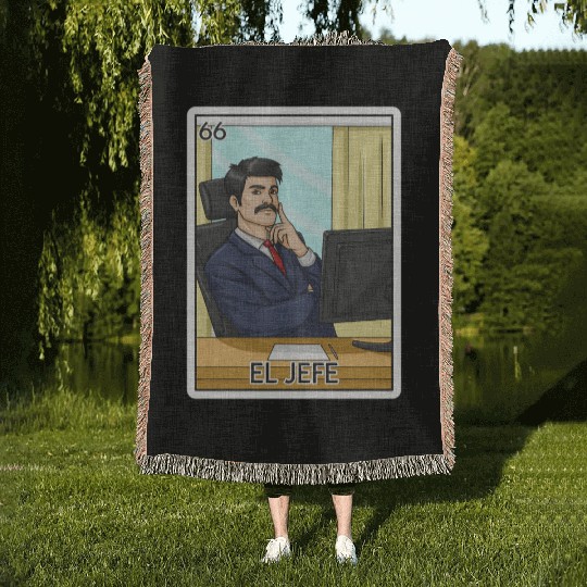 El Jefe The Boss Card Mecan Lottery The Chief Woven Blankets