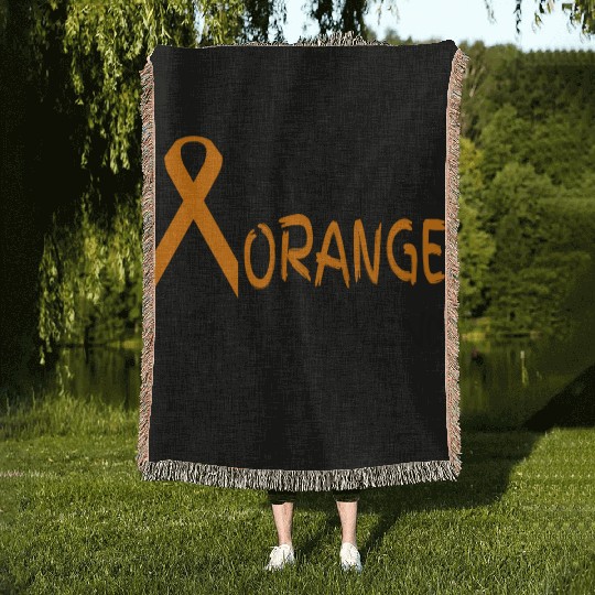 I Wear Orange For My Friend Ribbon Awareness Woven Blankets