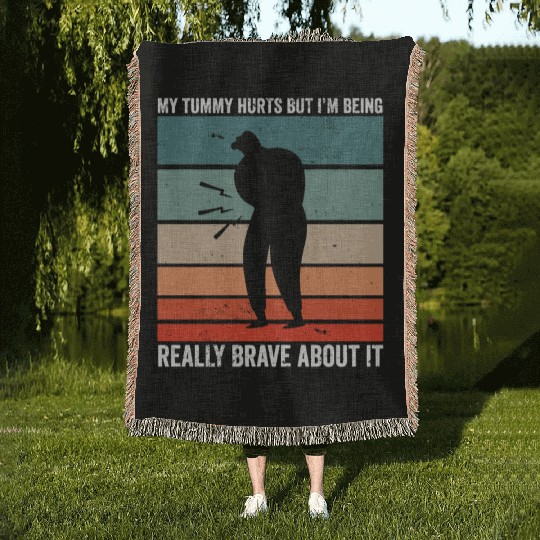 Funny Tummy Ache Survivor My Tummy Hurts Celiac Woven Blankets