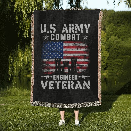 US Army Combat Engineer Veteran Woven Blankets