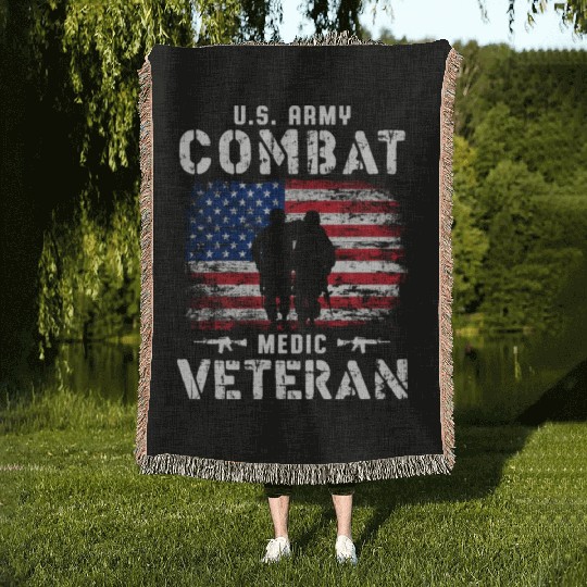 US Army Combat Medic Veteran Woven Blankets