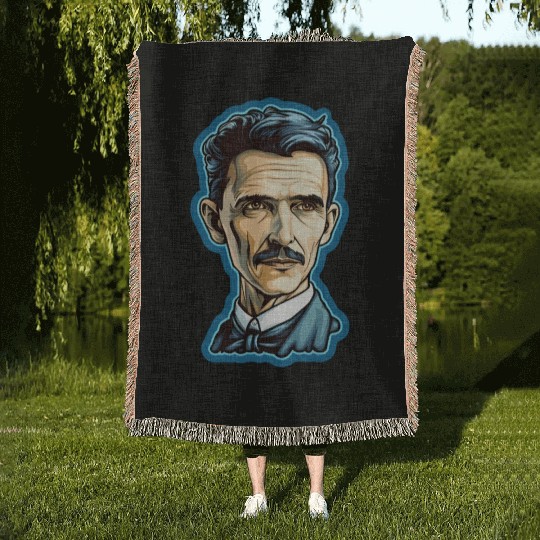 Nikola Tesla Physics Nerd Geek Woven Blankets