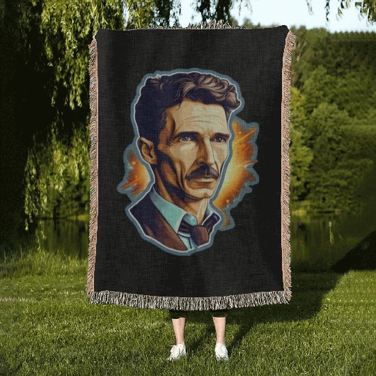 Nikola Tesla Physics Nerd Geek Natural Sciences Woven Blankets