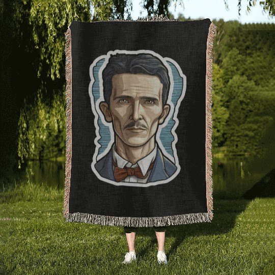 Nikola Tesla Physics Nerd Geek Woven Blankets